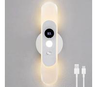 PORFOYO Applique murale d'intérieur à batterie, applique murale LED avec détecteur de mouvement, lampe murale sans fil, blanc chaud, magnétique et rechargeable, lumière à induction 120° pour couloir