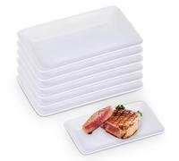 PORFOYO Assiettes Plates, Lot de 6 Plateau de Service Empilable, Assiettes À Dessert, Assiette Rectangulaire pour Fêtes, Évènements, Bars, Restaurants et Maison, 22,5 x 13,5 cm