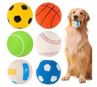 PORFOYO Balle Chien Couineuse: 6 Pièces Balles pour Chiens, Balle Chien Indestructible, Jouet Chiens Balles Haute élastique pour Le Jeu, L'entraînement, La Dentition Et La Mastication