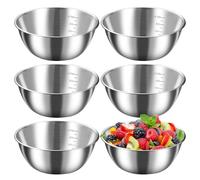 PORFOYO Bo À Mélanger En Métal,6 Pièces Bol Mélangeurs,Bols En Acier Inoxydable,Bo A Mélanger,Bol A Mixer En Inox Pour Cuire Et Servir, Saladiers Et Bols A Collation,Argent(17CM)