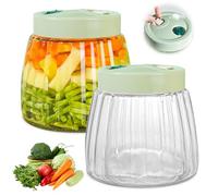 PORFOYO Bocal De Fermentation En Verre,2 PCS 1 L Grands Bocaux En Cristal,Bocaux De Fermentation,Bocal En Verre Avec Couvercle Pour Fermentation,Confiture,Kimchi,Brassage Du Vin