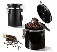 PORFOYO Boîte à Café Hermétique, 2,8 LBoite à Café en Grain en Acier Inoxydable avec Valve CO2, Cuillère Doseuse & Indicateur de Date, pour Café Moulu, Thé, Noix et Cacao