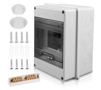 PORFOYO Boîte à fusibles en Surface Divisé 1 Rangée Armoire de distribution Extérieure Étanche IP65 5 Modules Gris Plastique ABS