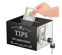 PORFOYO Boîte A Pourboire,17*14*11CM Pots De Pourboires Pour Restaurant,Pot A Pointes Avec Serrure,Boîte A Pourboire Pot A Pointes Pour Restaurants,Bars,Comptoirs,Stockage D'argent Sécurisé