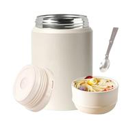 PORFOYO Boîte Alimentaire Isotherme 750ml, Récipient Isotherme Pour Aliments, En Acier Inoxydable, étanche, Thermo Isolant Contenant Avec Cuillère Pour Bureau, Ecole, Camping (Blanc)