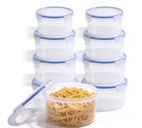 PORFOYO Boîte Alimentaire Plastique 8 Pièces, Boîte Hermétique Alimentaire, Ronde avec Couvercle, Empilable, BPA-Fri, Pour Cuisine, Meal Prep et Conservation des Aliments