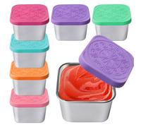 PORFOYO Boîtes Alimentaires en Acier Inoxydable 6 Pièces, Récipients à Sauce 180ml, Boîtes de Conservation Avec Couvercle Petit Format, Pour Vinaigrettes & Snacks