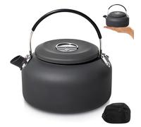 PORFOYO Bouilloire de camping 1,4 l - Bouilloire portable avec poignée anti-chaleur - Idéale pour la cuisine - Bouilloire en acier inoxydable pour pique-nique