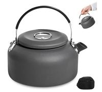 PORFOYO Bouilloire de camping portable 1,4 l - Avec poignée anti-chaleur - Pour l'intérieur, l'extérieur, le camping, les pique-niques, la randonnée - Noir