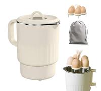 PORFOYO Bouilloire Électrique Pliable 1000ML 600W Silicone Avec Support À Œufs, Bouilloire De Voyage Pliable, Camping, Blanc, 1L, 600W, Chauffage Continu Et Multifonctionnalité