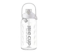 PORFOYO Bouteille D'eau De 3 Litres, Gourde Motivationnelle, Grande Gourde, Anti-Fuite, Avec Poignée, Large Goulot, Avec Paille Et Marquages De Temps Motivants Pour Fitness Gym Camping, Blanc