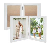 PORFOYO Cadre Photo Double 10x15cm, Blanc Cadres Photo Doubles Pliables Collage Pliable pour 2 Photos Format Standard Décoration Intérieure Famille Amis Mariage Bureau Salon Chambre
