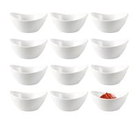 PORFOYO Coupelle pour Sauces, 12 Pièces Bols à Sauce Soja Mini Petite Coupelle Empilable Bols à Sushi pour Trempettes Collations Épices Snacks Fruits Salade Dessert Réutilisables en Céramique, Blanc