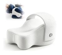 PORFOYO Coussin Genoux pour Dormir, Coussin Orthopédique en Mousse Mémoire avec Sangle Réglable, Oreiller Ergonomique Ergonomique pour Jambes Dormir, Oreiller Orthopédique Respirant, Blanc