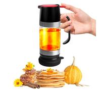 PORFOYO Distributeur de miel en verre 300 ml Anti-goutte Avec support Idéal pour miel et sirop sauce soja Noir