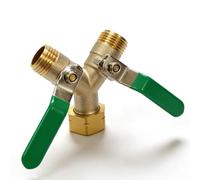 PORFOYO Distributeur en Y à 2 voies en laiton, 3/4 ", grand débit avec 2 séparés, distributeur d'eau pour robinet avec poignée allongée, distributeur d'eau 2 voies pour la maison, la cour