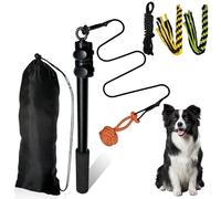 PORFOYO Flirt Pole pour Chien: 150cm Canne à Pêche pour Chien, Baguette Teaser Extensible avec 3 Rechange Jouets, Canne à Stimulation pour Chiens pour Petits, Moyens Et Grands