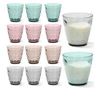 PORFOYO Gobelets Plastique Réutilisables 12 Pièces, Verre à Eau Empilable 325 ml, Gobelet Réutilisable Coloré, Verre à Eau Incassable en PP pour Maison, Camping et Fête