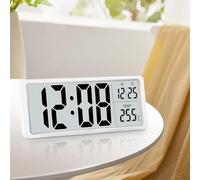 PORFOYO Grande horloge murale numérique avec affichage de la température, affichage de la date/de la température, ℃/℉, 20 x 8 cm, horloge radio-pilotée numérique pour salon (vous pouvez utiliser un