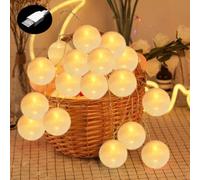 PORFOYO Guirlande de boules en coton 6M, 40 LED Guirlande de boules en coton, Guirlande de LED avec boules en coton pour l'intérieur avec prise USB, Guirlandes de boules en coton pour mariage, fête
