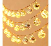 PORFOYO Guirlande lumineuse boule disco - 3 m - 20 LED - Fonctionne avec piles - Blanc chaud - Pour Noël, mariage, décoration