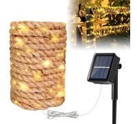 PORFOYO Guirlande Solaire Extérieure 7M Chanvre Vintage, Guirlande Solaire Jardin avec 100 LED, 8 Modes, Guirlande Lumineuse Solaire pour Mariage, Fête, Terrasse, Déco Extérieure