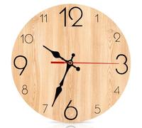 PORFOYO Horloge Murale Silencieuse,Horloge Murale Bois 30CM,Moderne Silencieuse Pendule Murale,Ronde Murale Horloge Facile à Lire,Horloge Murale Ronde pour Décor Chambre Cuisine Domicile Salon Bureau