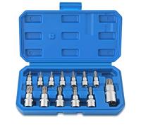 PORFOYO Jeu de 13 douilles Allen hexagonales 1/2 3/8 1/4" 2-14 mm avec boîte, jeu de douilles dynamométriques