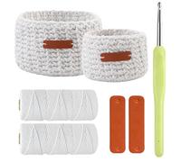 PORFOYO Kit Crochet Débutant, Apprendre le Crochet pour Débutant avec Guide Vidéo, Ensemble Complet avec Crochet et Accessoires pour Panier DIY Fait Main