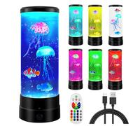 PORFOYO Lampe à lave méduses, ronde, méduses, avec 17 modes de changement de couleur, télécommande, lampe à lave pour lumière d'ambiance, veilleuse, décoration de la maison
