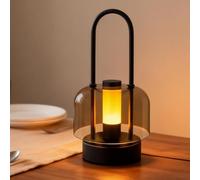 PORFOYO Lampe De Chevet Tactile, LED Dimmable Rechargeable Usb C Lampe De Table Sans Fil Design Moderne Noir Lumière Chaude Douce Idéale Comme Lampe de Chevet Sans Fil pour Chambre Salon Bureau