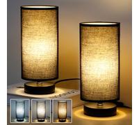 PORFOYO Lampe de Chevet Tactile Lot de 2, Lampe de Table, 3 Températures de Couleur, Lampes de Chevet, Lampes Tactile pour Chambre à Coucher Salon Bureau Chambre d'enfant Hôtel