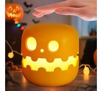 PORFOYO Lampe de nuit créative citrouille à intensité variable pour Halloween, citrouille LED, minuteur à intensité variable, jolie lampe LED, citrouille en silicone pour décoration d'Halloween