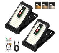 PORFOYO Lampe Solaire Exterieur, 2 Pièces Lampe Solaire à Pince avec Détecteur de Mouvement, 70 LED 3 Modes D'éclairage, Lampes Solaires Extérieur à Clipser pour Jardin, Couloir, Cour, Clôture