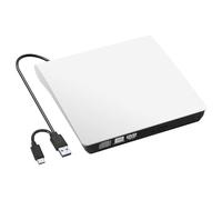 PORFOYO Lecteur CD/DVD Externe avec USB 3.0 Type-C, Graveur DVD Externe CD DVD +/-RW Lecteur Portable pour PC, Lecteur DVD, Lecteur CD Externe pour Ordinateur Portable Bureau PC Macbook iMac