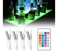 PORFOYO LEDS Lampe Sous Meuble,Set De 4 Lampe De Placard LEDS Avec Télécommande,Éclairage LED Sous L'armoire,Eclairage Vitrine LED Pour Vitrines,Etagères,Tables,Armoires Et Cuisines
