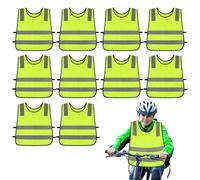 PORFOYO Lot de 10 Gilet de Sécurité pour Enfants, Gilet Securite Enfant, Gilet de Sécurité Enfants, Gilet Fluo Enfant, Gilet Reflechissant Enfant pour école, Sport, Course à Pied, Vélo (Vert)
