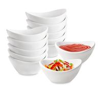 PORFOYO Lot de 12 bols à sauce en céramique - 60 ml - Petits bols de service pour sauces, collations, entrées, épices - Passe au lave-vaisselle et au micro-ondes