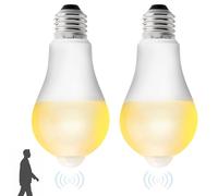 PORFOYO Lot De 2 Ampoules Led, Ampoules Led E27 Avec Détecteur De Mouvement, Chaud 3000k Ampoule Led E27 Capteur Pir, Ac 220v 9w Ampoule Capteur Crépusculaire Pour Couloir, Escalier, Garage, Économie