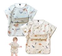 PORFOYO Lot de 2 bavoirs de sevrage à manches courtes, bavoirs pour bébé, bavoirs lavables pour l'alimentation de bébé, bavoirs pour bébé