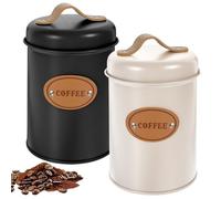 PORFOYO Lot de 2 boîtes à café hermétiques de 1200 ml - Pour le stockage des grains de café et les dosettes de café - En métal - Protection contre la rouille et l'humidité