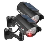PORFOYO Lot de 2 caméras factices solaires factice d'extérieur simulées avec bli - Pour l'intérieur et l'extérieur
