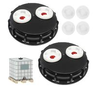 PORFOYO Lot de 2 couvercles de réservoir IBC, 163 mm, avec double trous d'aération, couvercle ventilé, avec 4 pièces de rechange, pour réservoir d'eau de 1000 l