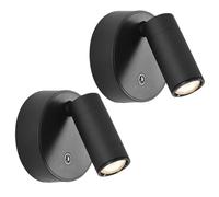 PORFOYO Lot de 2 Lampe de Lecture, 3 W Lampe de Chevet avec Prise USB, Touch Dimmable 3 modes de température de couleur, Applique Murale Intérieure pour Bateau Voiture Camper Van Yacht, Noir
