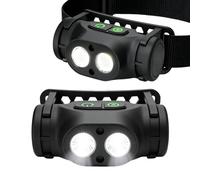 PORFOYO Lot de 2 lampes frontales LED rechargeables - En matériau ABS - Charge rapide de type C - Rechargeable - IP66 - Étanche - Pour la pêche, le camping, le jogging, la randonnée