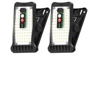 PORFOYO Lot De 2 Lampes Solaires Extérieur à Clipser: Lampes Solaires Extérieures Avec Détecteur, 70 LED 3 Couleur Eclairage, Projecteur Solaire étanche Pour Clôture, Cour, Garage, Camping