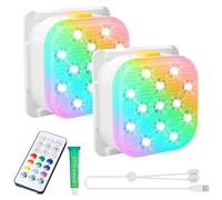 PORFOYO Lot de 2 lampes sous-marines avec télécommande, rechargeables, éclairage magnétique pour piscine, 16 couleurs, éclairage LED pour bassin