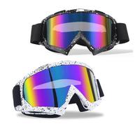 PORFOYO Lot de 2 lunettes de motocross, de VTT, de ski, de moto, sangle télescopique réglable, pour motos, voitures de course, course tout-terrain, motos tout-terrain, VTT