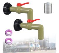 PORFOYO Lot De 2 Robinets De Vidange IBC: 90 Degrés Robinet De Sortie IBC, Adaptateur S60 X 6, Filetage Grossier, avec Rouleaux De Ruban, Robinet De Citerne d'eau De 1" pour Réservoir d'eau Pluie IBC