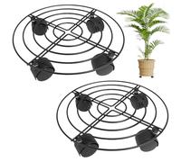 PORFOYO Lot de 2 Support de Plantes, roulettes Rondes pour Plantes, Diamètre 33 cm Porte Plante pour l'intérieur, Chariot de Rempotage Mobile pour Plantes d'intérieur Ou d'extérieur, Outils de Jardin